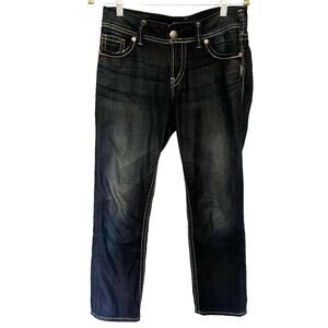 SILVER Suki Capri Womens Jeans Sz W27 Midrise Denim Dark Wash Stretch